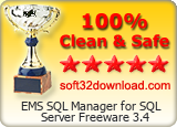 EMS SQL Manager for SQL Server Freeware 3.4 Clean & Safe award